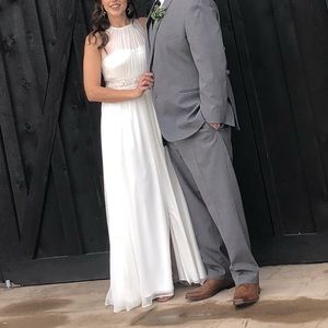 Bhldn Wedding Gown with Custom Hand-Beaded Belt